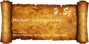 Hecker Szilveszter névjegykártya